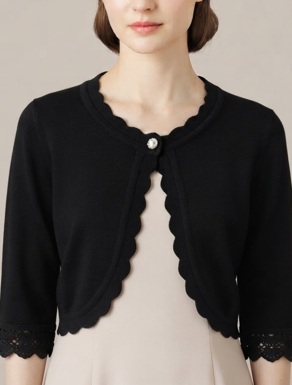 Grace Karin Black Cropped Cardigan Shrug Sweater NWT Size L